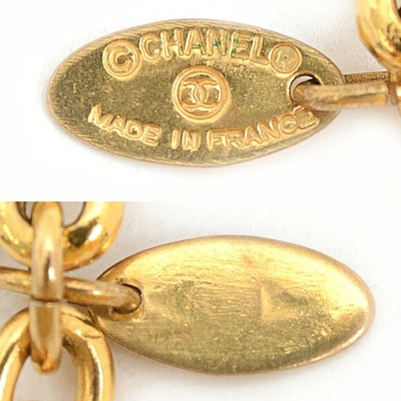 CHANEL CC Logo Round Pendant Necklace 38" Gold Tone Auth - Picture 7 of 14